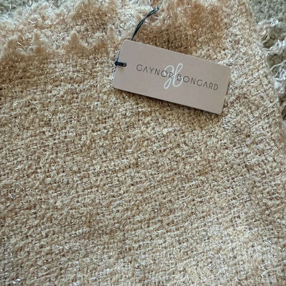 Gaynor Bongard Evan Rosa Blush Pink Metallic Mohair Blend Scarf NWT